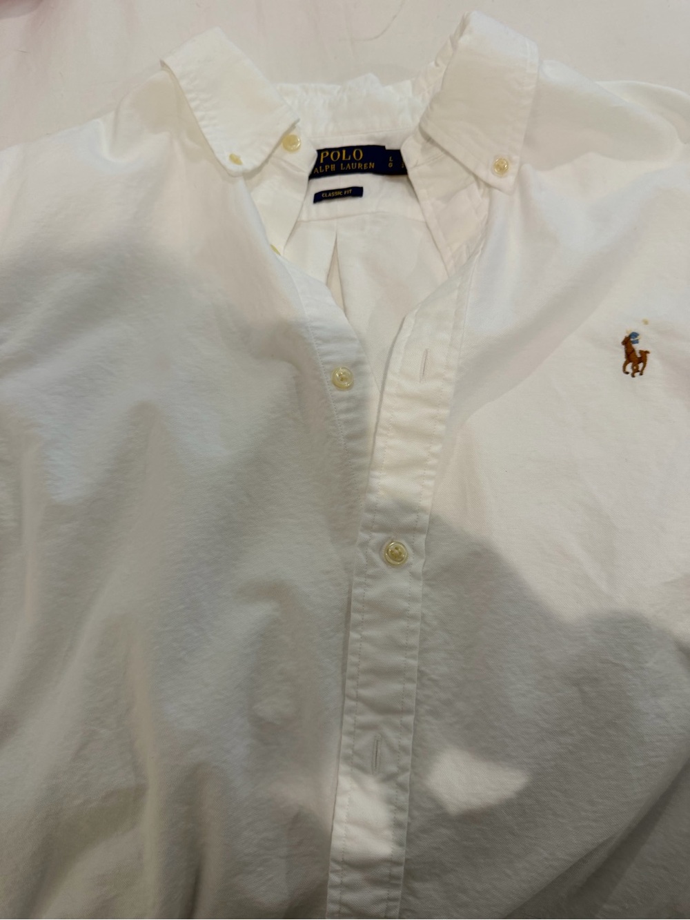 Polo Ralph Lauren Classic Fit Oxford Shirt White Multicolor Pony Men’s L